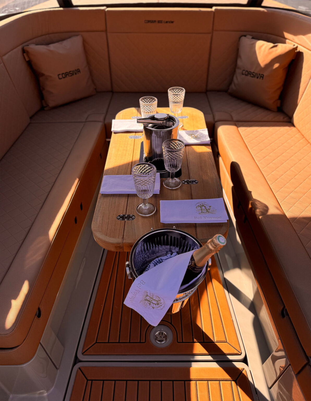 Luxury boat with champagne Copenhagen canals